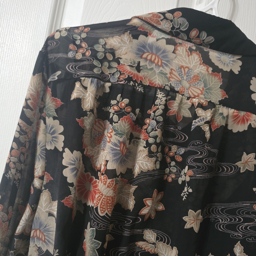 Molly Bracken Floral Print Ruffle Hem Midi Shirt Dress, Stretch Waist, EUC! - Picture 12 of 16